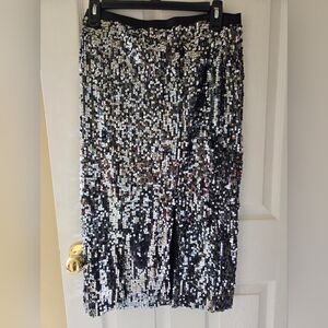 Nine West Black and Silver Sequin Skirt